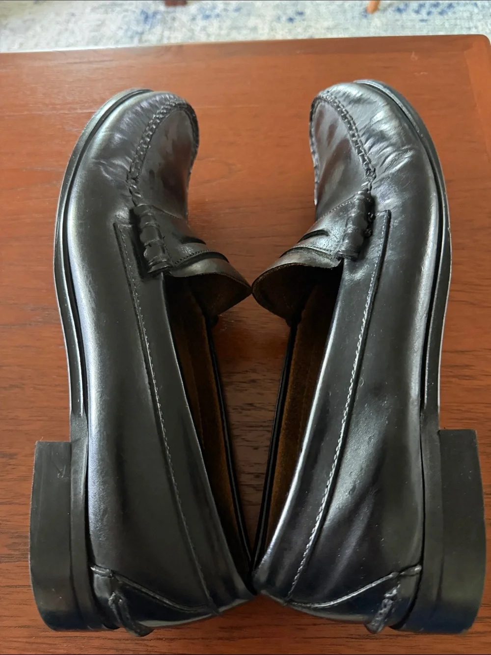 Men's Black Leather Slip-On Penny Loafers